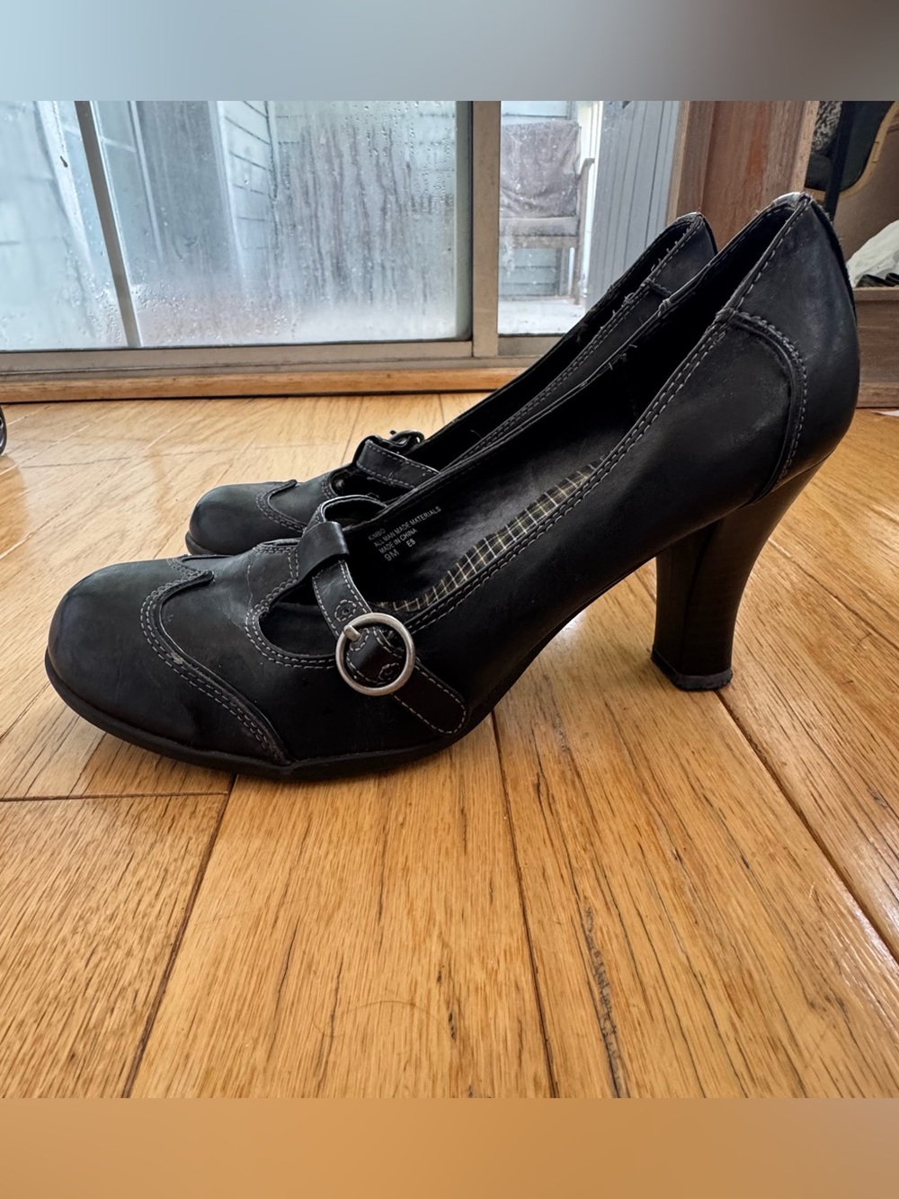 Y2K Mudd Black Mary Jane Heels Size 9 Chunky 3” Heel Academia
